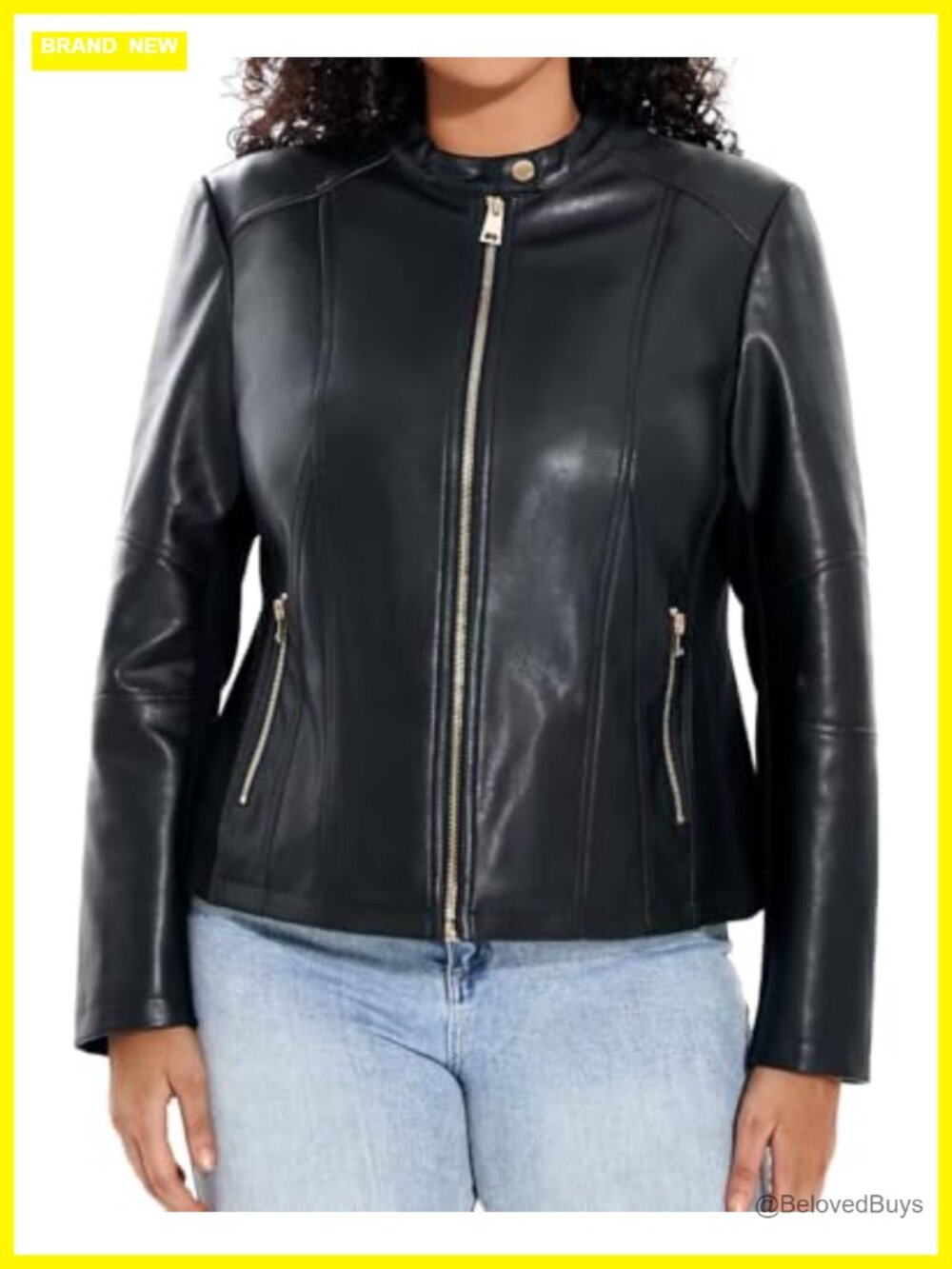 Women's Plus Size Faux Leather Moto Jacket Oversized Motorcycle Coat
